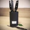Au Nain Brasserie Universal Knife Block With 6 Steak Knives - Black Handles