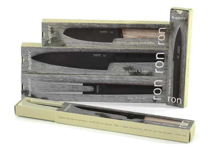 BergHOFF Ron Titan Ash Wood Chef Knife 19cm - Black Titanium Coating 6 BergHOFF Ron Titan Ash Wood Chef Knife 19cm - Black Titanium Coating - Image 4