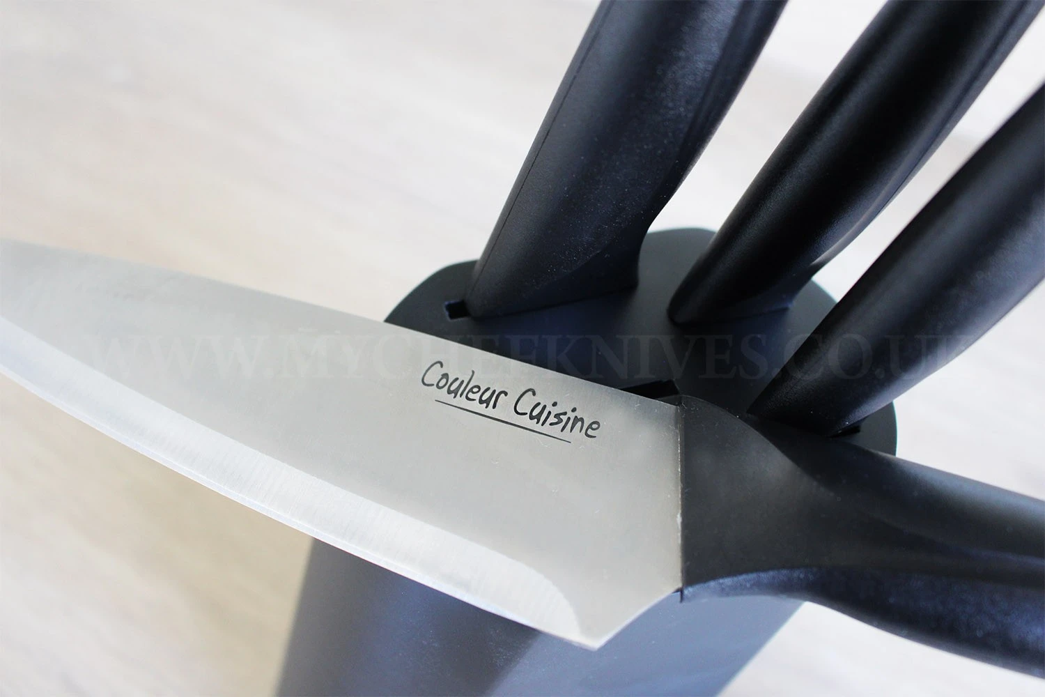 Couleur Cuisine 5-piece Knife Block Set - Black Handles 5 Couleur Cuisine 5-piece Knife Block Set - Black Handles - Image 3