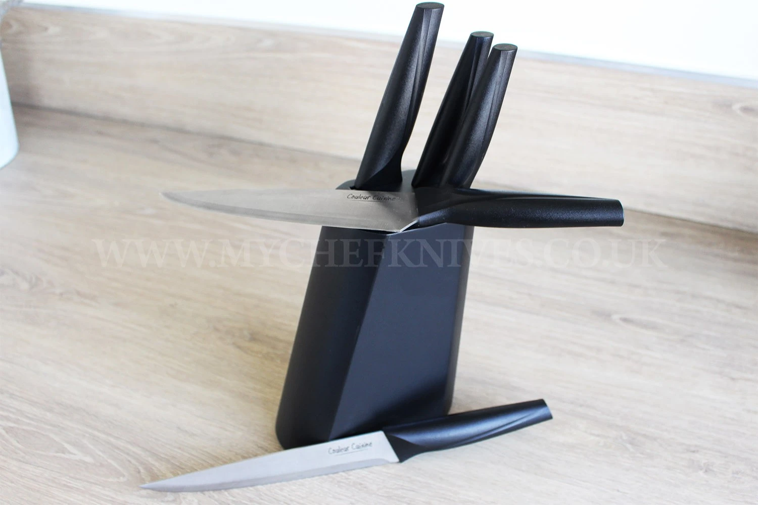 Couleur Cuisine 5-piece Knife Block Set - Black Handles 6 Couleur Cuisine 5-piece Knife Block Set - Black Handles - Image 4