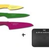 KAI Pure Komachi 3-piece Knife Set + 1 Black Cutting Board