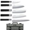 KAI Wasabi Black Knife Bag With 5 Knives JAPAN -Kitchen Knife Shop kai wasabi black knife bag 5 knives japan