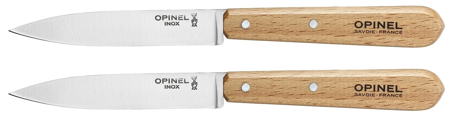 Opinel N°112 Set Of 2 Paring Knives 10cm With Beech Wood Handles 3 Opinel N°112 Set Of 2 Paring Knives 10cm With Beech Wood Handles