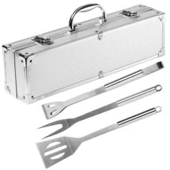 Pradel Excellence 3-piece Barbecue Tool Set With Metallic Case