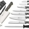 Sabatier 8-piece Knife Set + 1 Sharpening Steel In A Roll Bag -Kitchen Knife Shop sabatier 8 piece knife set 1 sharpening steel in a roll bag