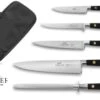 Sabatier Chef Knife Bag With 4 Knives And 1 Honing Steel - Stainless Steel Blades, POM Handles
