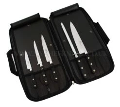Sabatier Chef Knife Bag With 4 Knives And 1 Honing Steel - Stainless Steel Blades, POM Handles -Kitchen Knife Shop sabatier chef knife bag 4 knives 1 honing steel stainless steel pom handles 2