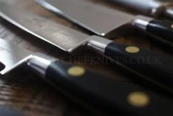 Sabatier Chef Knife Bag With 4 Knives And 1 Honing Steel - Stainless Steel Blades, POM Handles -Kitchen Knife Shop sabatier chef knife bag 4 knives 1 honing steel stainless steel pom handles 8