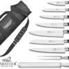 Sabatier Roll Bag With 7 Ideal 100% Forged Knives + 1 Carving Fork + 1 Sharpening Steel -Kitchen Knife Shop sabatier roll bag 7 ideal forged knives 1 carving fork 1 sharpening steel