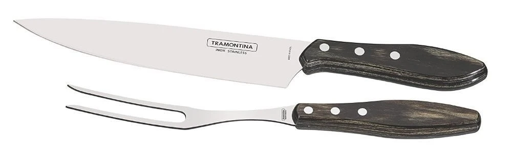 Tramontina 2-piece BBQ Carving Set - Brown Handles 3 Tramontina 2-piece BBQ Carving Set - Brown Handles
