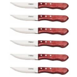 Tramontina 6-piece Steak Knife Set - Red Polywood Handles And Serrated Blades -Kitchen Knife Shop tramontina 6 piece steak knife set red polywood handles serrated blades 1