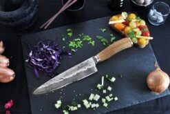 Wusaki Damas VG10 Chef Knife 20cm Olive Wood Handle -Kitchen Knife Shop wusaki damas vg10 chef knife 20cm olive wood handle 2