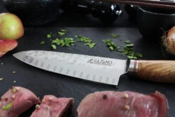 Wusaki Damas VG10 Santoku Knife 17cm Olive Wood Handle -Kitchen Knife Shop wusaki damas vg10 santoku knife 17cm olive wood handle 3