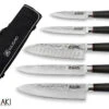 Wusaki Ebony AUS8 Set With 5 Kitchen Knives + 1 Roll Bag